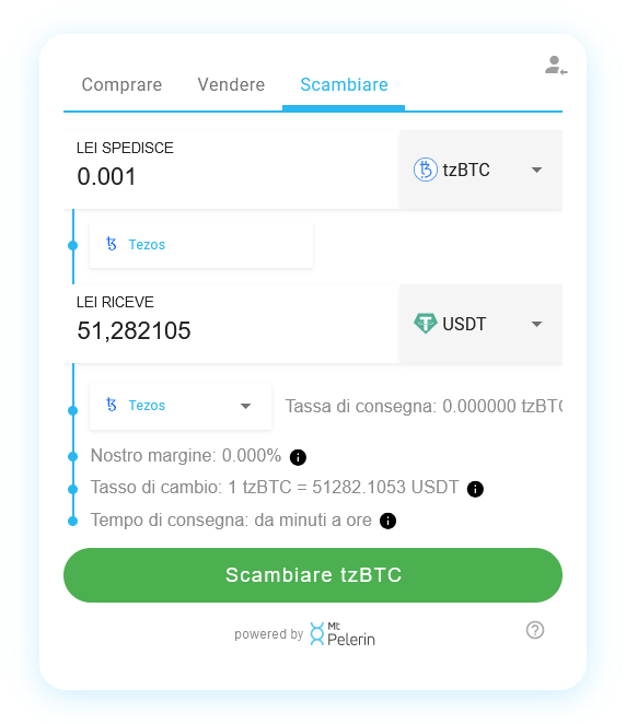 Mt Pelerin tzBTC-USDT swap widget