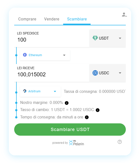 Mt Pelerin USDT-USDC swap widget