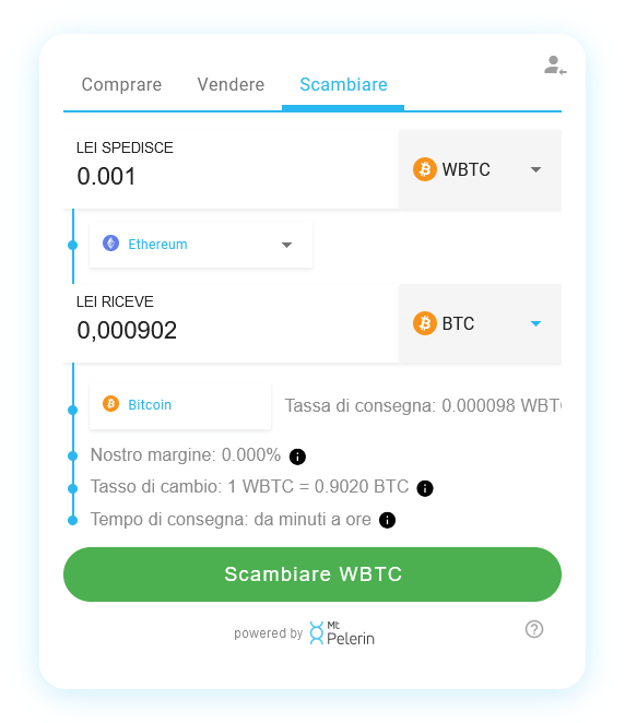 Mt Pelerin WBTC-BTC swap widget