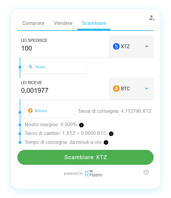 Mt Pelerin XTZ-BTC swap widget