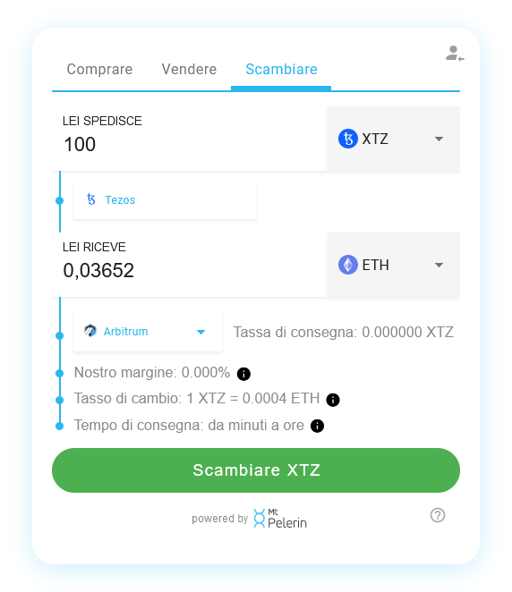 Mt Pelerin XTZ-ETH swap widget