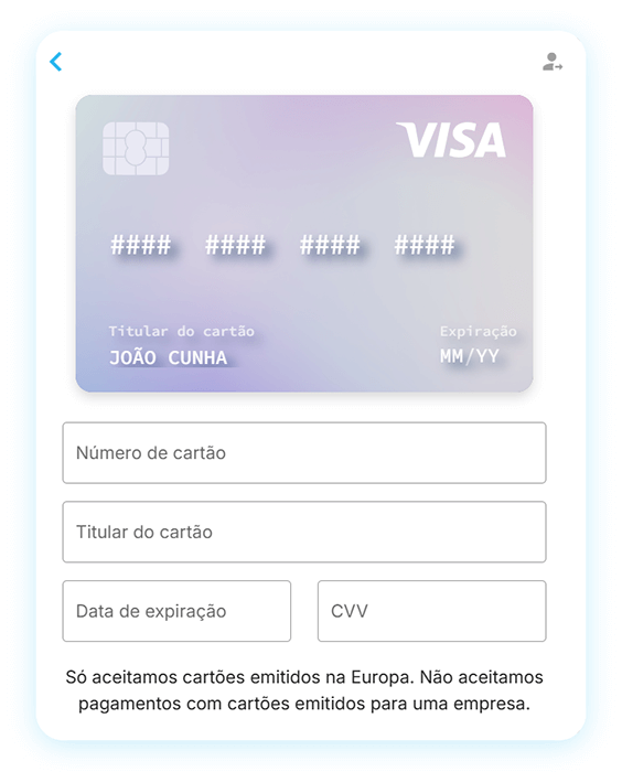 Widget de compra do Mt Pelerin - Pagar com cartão