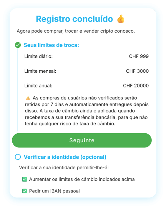 Widget de compra do Mt Pelerin - Registrado