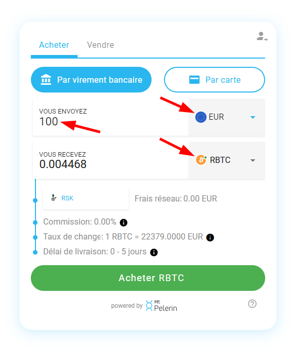 Mt Pelerin achat RBTC widget capture d'écran 3