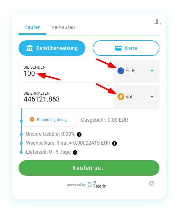 Mt Pelerin Sats Kauf-Widget - Kaufdetails