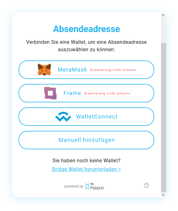 Mt Pelerin sell crypto widget screenshot 11