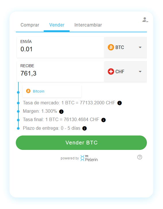 Widget de venta de criptomonedas Mt Pelerin