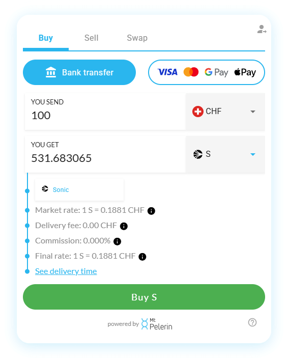 Mt Pelerin buy Sonic widget