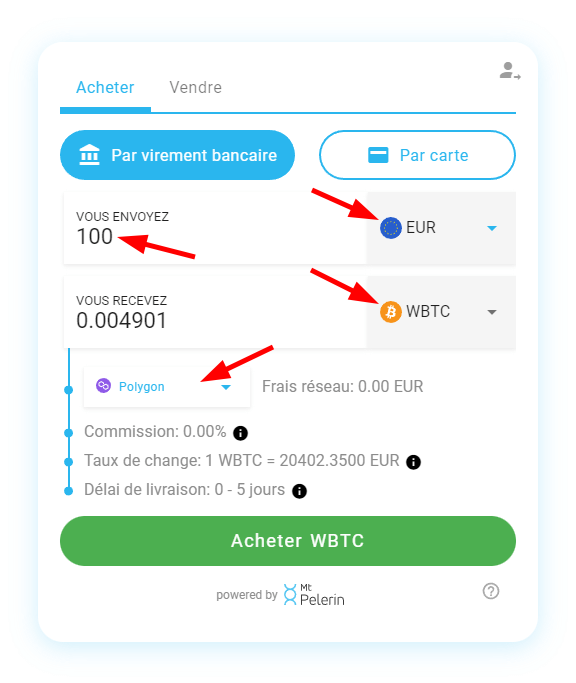 Mt Pelerin achat WBTC widget capture d'écran 3