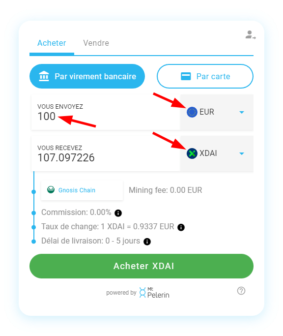 Mt Pelerin achat XDAI widget capture d'écran 3