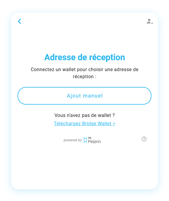 Widget Mt Pelerin - Connecter une adresse Tezos