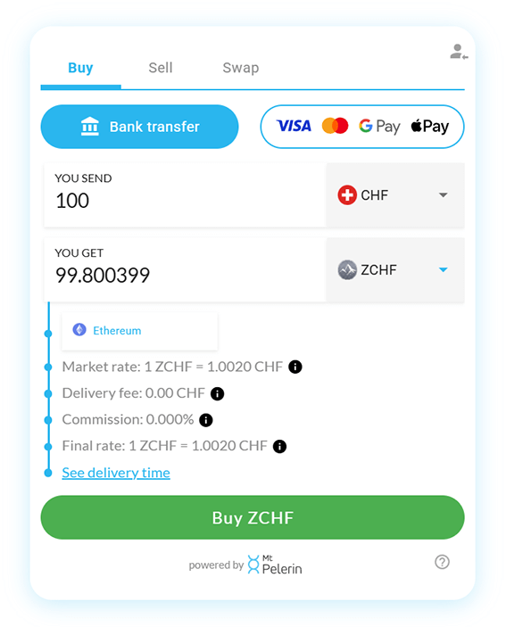 Mt Pelerin buy ZCHF widget