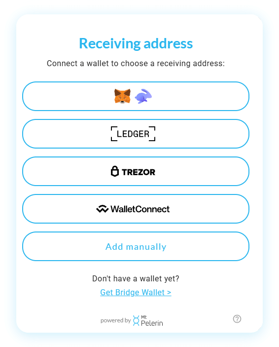 Mt Pelerin buy GHO widget - Receiving address