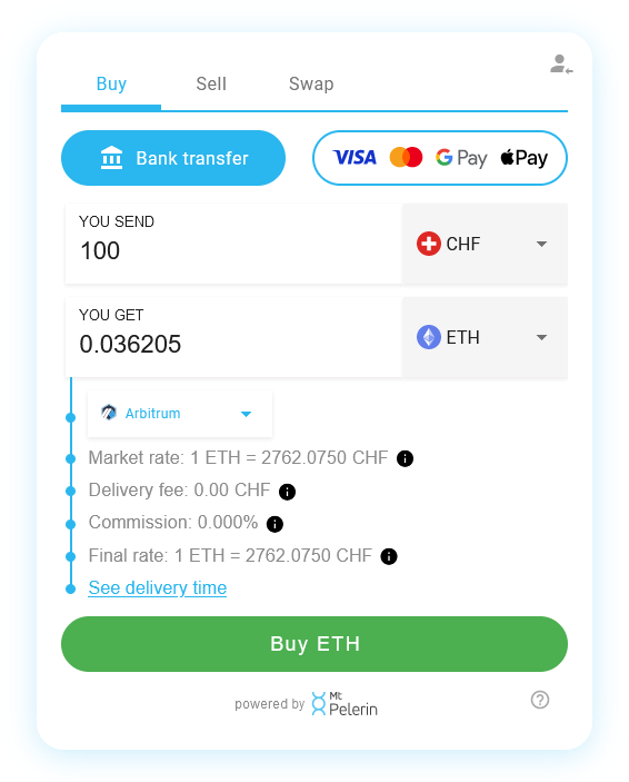 Mt Pelerin buy Ethereum widget